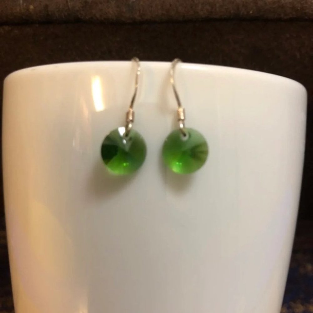 S925 Swarovski Elements green crystal earrings